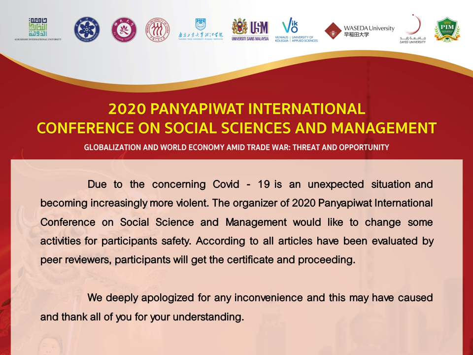 2020 Panyapiwat International Conference on Social Science and